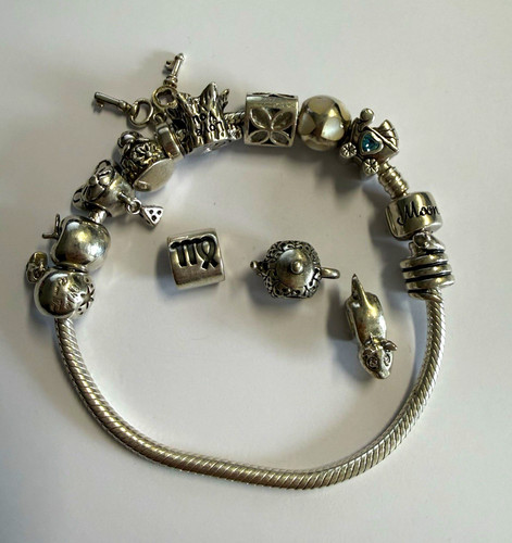 Silberfarbenes charm armband - silberfarbenes, charm-armband