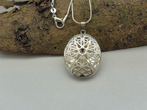Halskette medaillon silber - halskette,