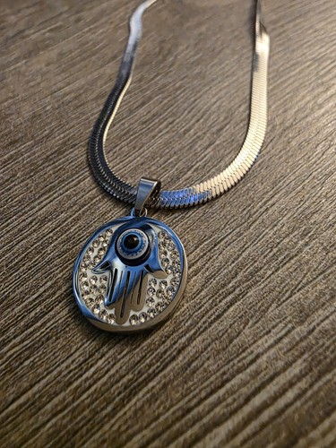 Hamsa hand halskette edelstahl - hamsa,
